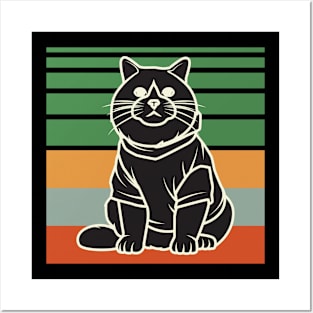 Vintage Cute Cat Wearing Hoddie Posters and Art